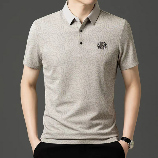 Verdant Crest Embossed Polo T-Shirt