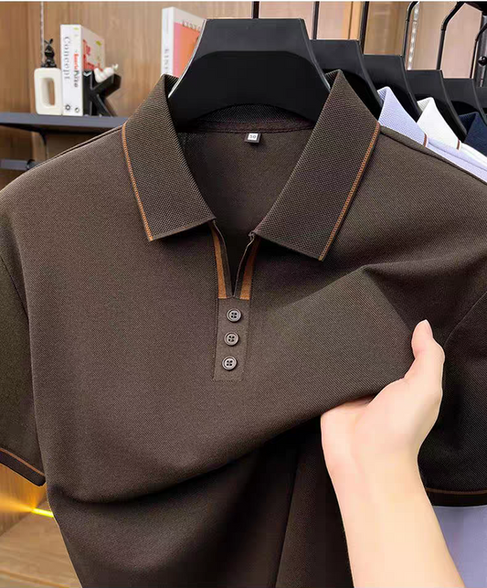 Aurelio Contrast-Trim Textured Polo T-Shirt