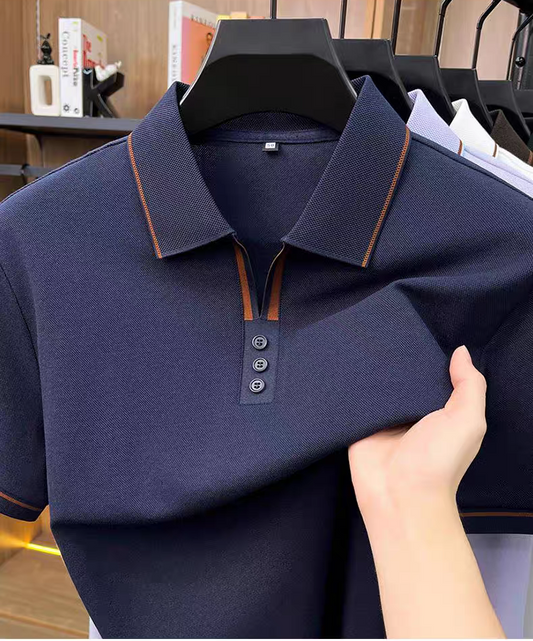 Valerio Contrast-Edge Textured Polo T-Shirt
