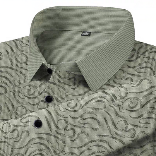 Verdant Crest Embossed Polo T-Shirt