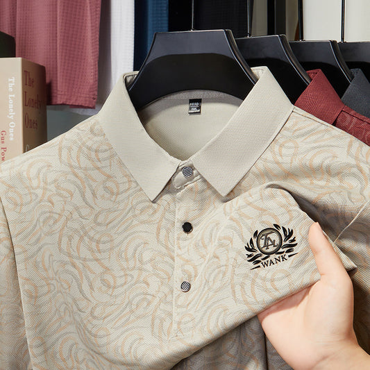 Verdant Crest Embossed Polo T-Shirt