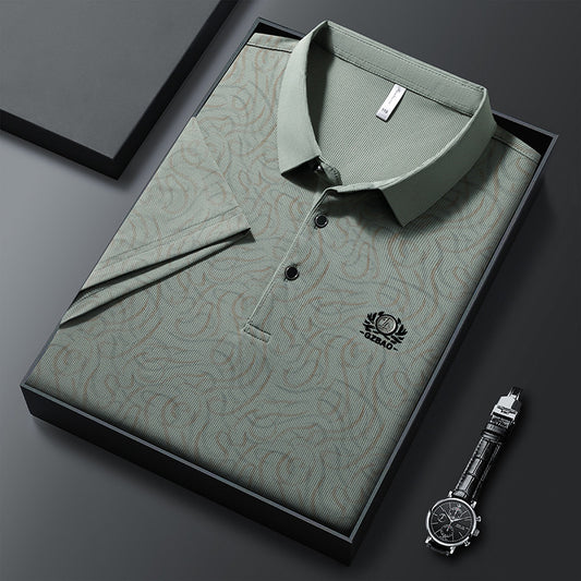 Verdant Crest Embossed Polo T-Shirt
