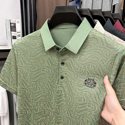 Verdant Crest Embossed Polo T-Shirt