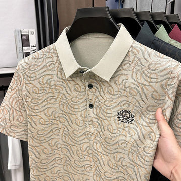 Verdant Crest Embossed Polo T-Shirt